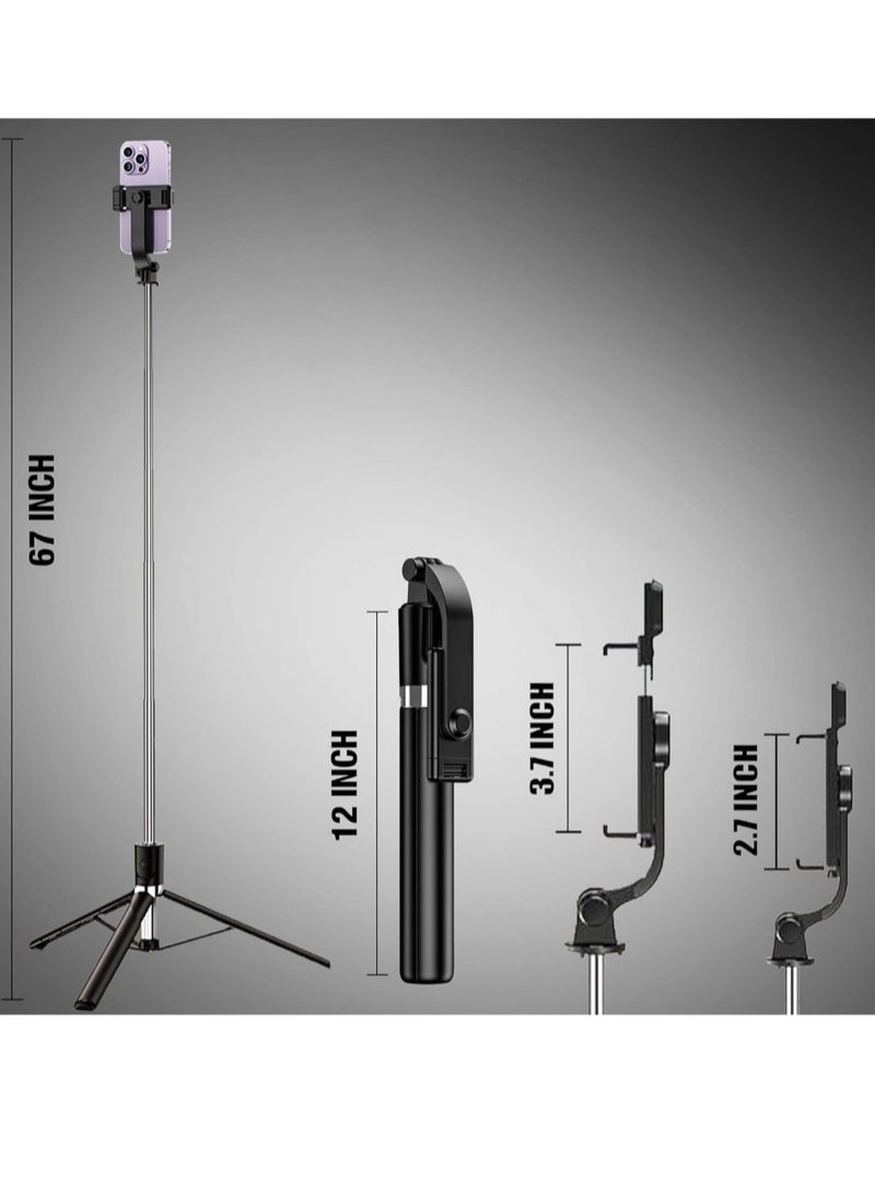 نقطة التسوق عصا سيلفي ثلاثية القوائم 170 سم مع ريموت بلوتوث – حامل هاتف قابل للتمديد ومحمول، حامل دوّار متوافق مع هواتف iPhone وAndroid - Image 5